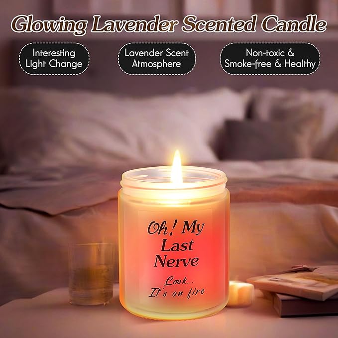 Valentine's Day Glowing Scented Candles with Sensor Light, Aromatherapy Candles Gifts for Women, Rose Vanilla Lavender Candle, Natural Soy Candle for Home Scented, Women Valentine Gift