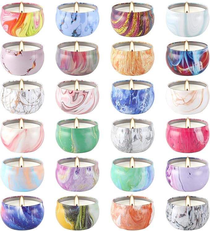 Scented Candles Gifts Set 24 Pack Soy Wax Travel Tin Jar Candles for Home 2.5 OZ Scented for Mom for Christmas, Birthday, Thanksgiving, Mother's Day