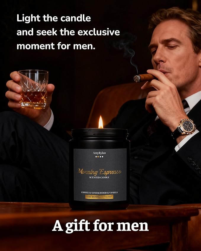 4 Pack Wooden Wick Scented Candle Gift Set for Men, 30oz Non-Toxic Soy Wax, 220 Hours of Burn Time Masculine Candle, Aromatherapy Candle for Father's Day, Boyfriend, Husband, Dad, Brother, Boss