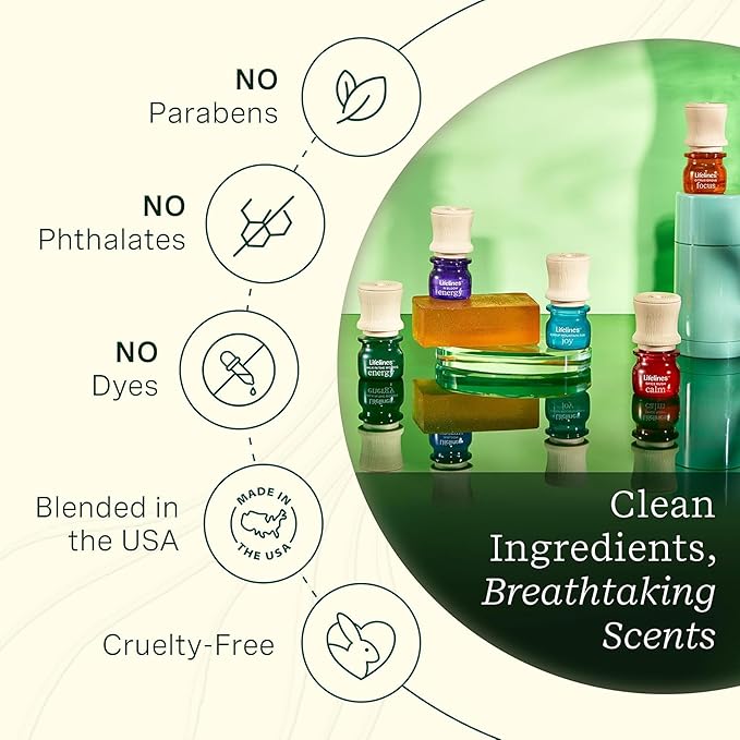 Lifelines Essential Oil Blends, Pure Joy 5-Pack - Blended Essential Oils with Precision Pump for Aromatherapy Diffusers - Long-Lasting Scented Fragrance