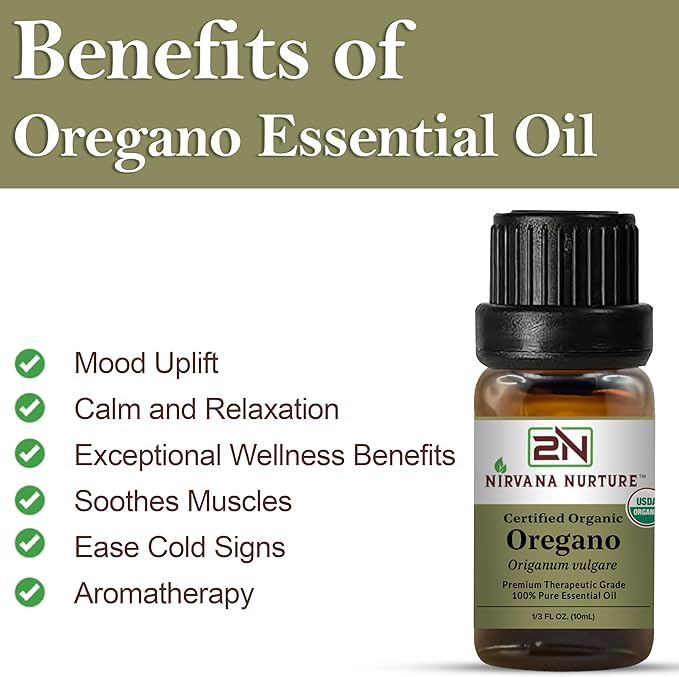 Oregano Essential Oil USDA Certified Organic, 100% Pure Natural Premium Grade, Undiluted