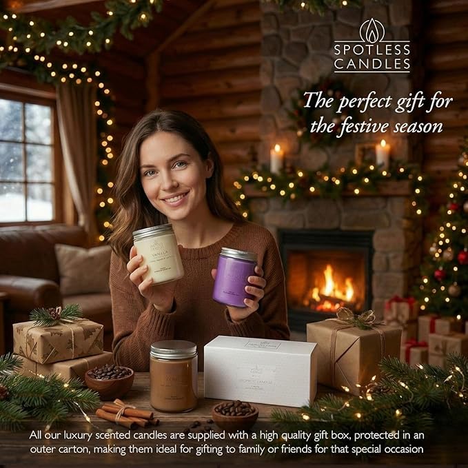 Aromatic Candles Three Pack - 3 x 8 oz Cotton Wick Candles Coloured Fosted Jars - Vanilla, Lavender and Coffee