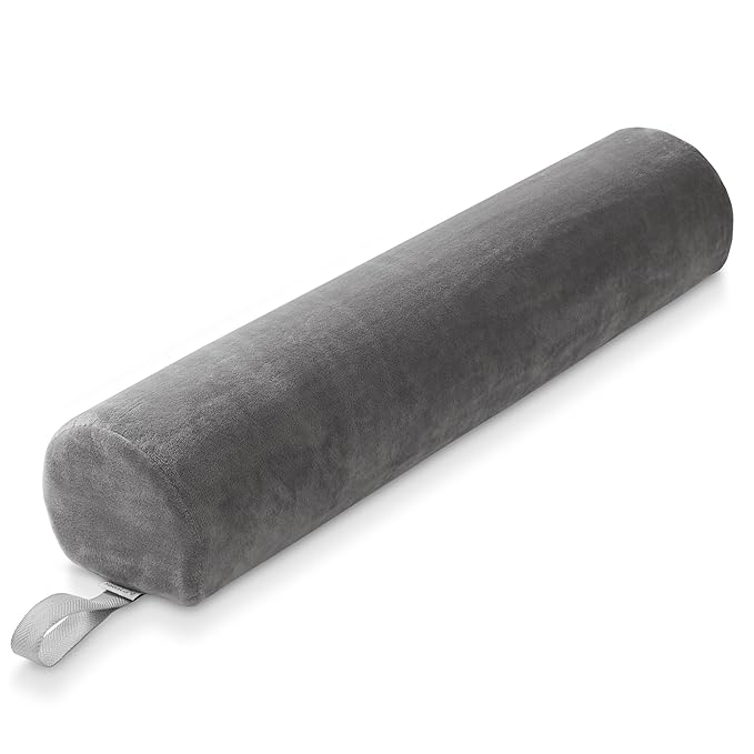 Saloniture 3/4 Round Massage Table Bolster Pillow Pad - 26 x 6 x 4-1/2 Inch - Gray Velour