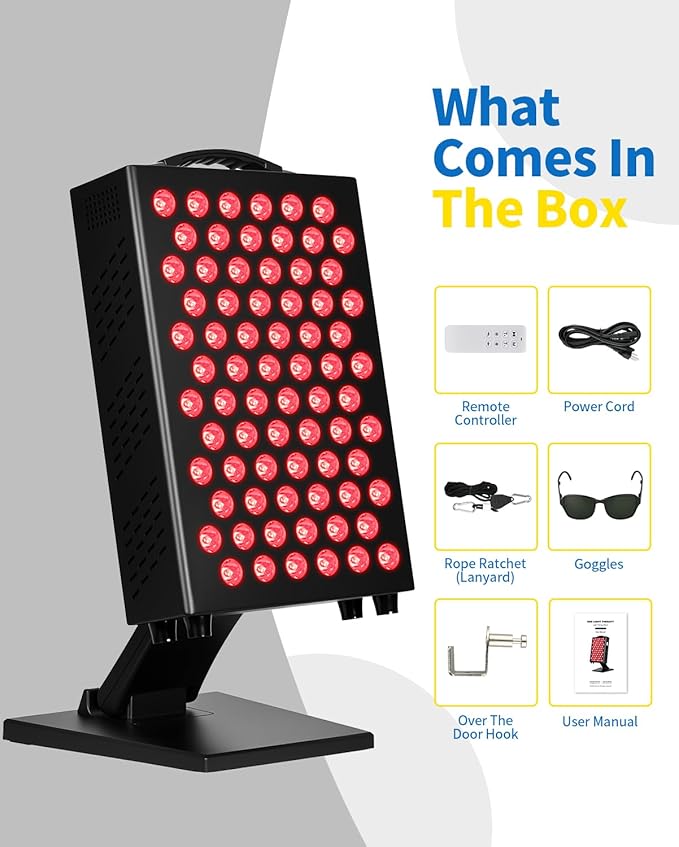 Red Light Therapy for Body and Face, 660nm 850nm Infrared Red Light Therapy Panel, 72 Dual Chip LEDs Device for Skin Care, Better Sleep & Recovery