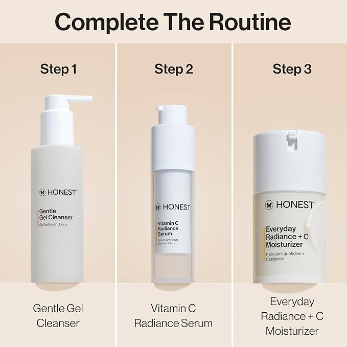 Honest Beauty Everyday Radiance Vitamin C Lightweight Moisturizer, Brightens Improves Skin Tone, Gentle for Sensitive Skin, Fragrance-Free, Vegan, 1.7 fl oz
