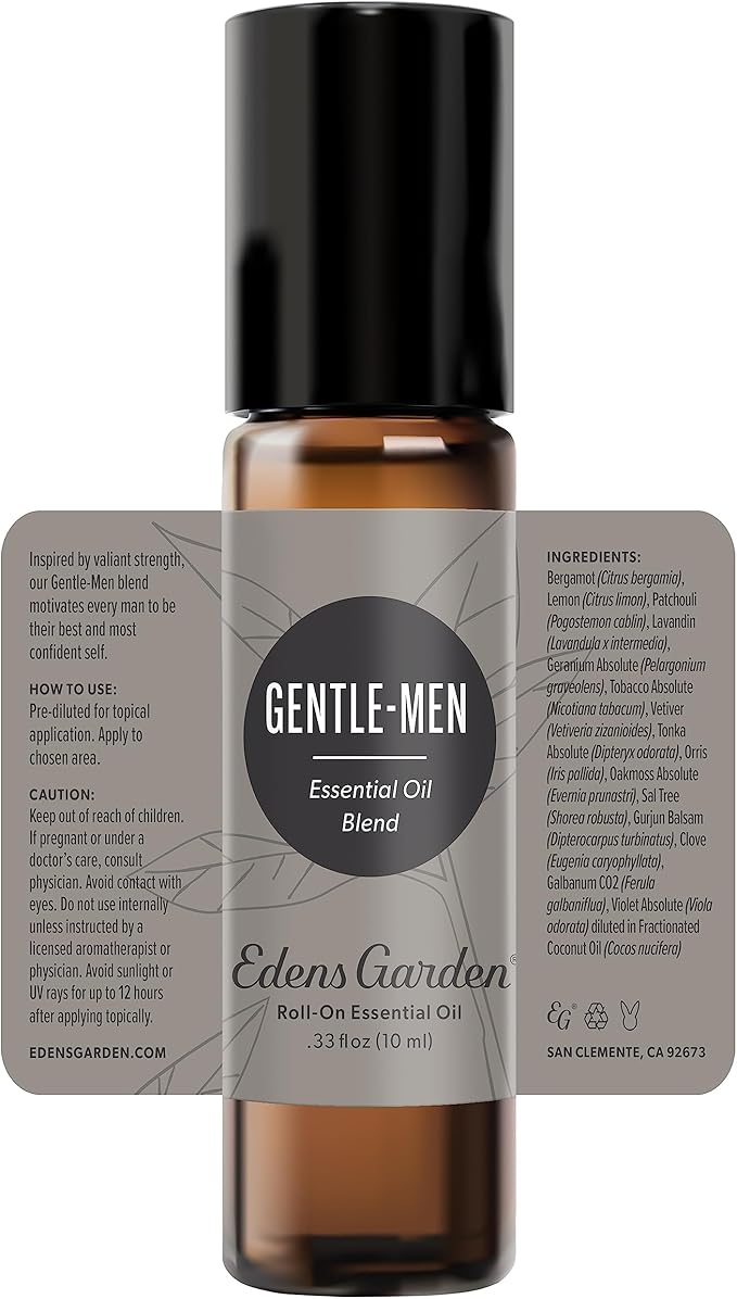 Edens Garden Gentle-Men Essential Oil Roll-On Blend- 100% Pure Premium Grade, Natural, Therapeutic, Aromatherapy, Kid & Skin Safe, The Best for Body, Gifts, Relaxation Pre-Diluted 10 ml (.33 fl oz)