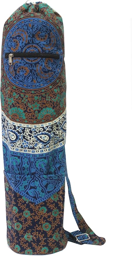 INDIAN CRAFT CASTLE ICC Yoga Mat Bag Carrier Full-Zip Exercise Yoga Mat Carry Bag for Women Men with Multi-Functional Storage Pockets and Adjustable Shoulder Strap 26X6 Inches