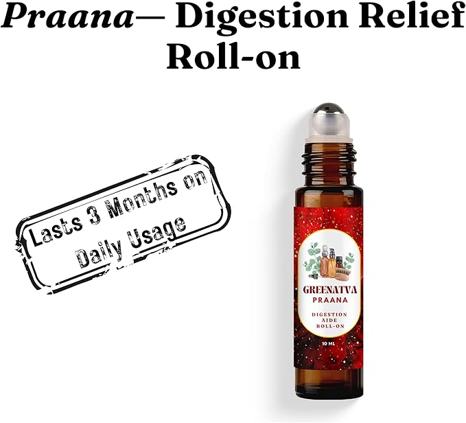 Praana Tummy Roll-On, Helps Ease Discomfort from Bloating, Acidity, Indigestion, Constipation, Blend of Hing, Fennel, Castor Oil (Nabhi Oi) & No Ranitidine, Hing Roll-On