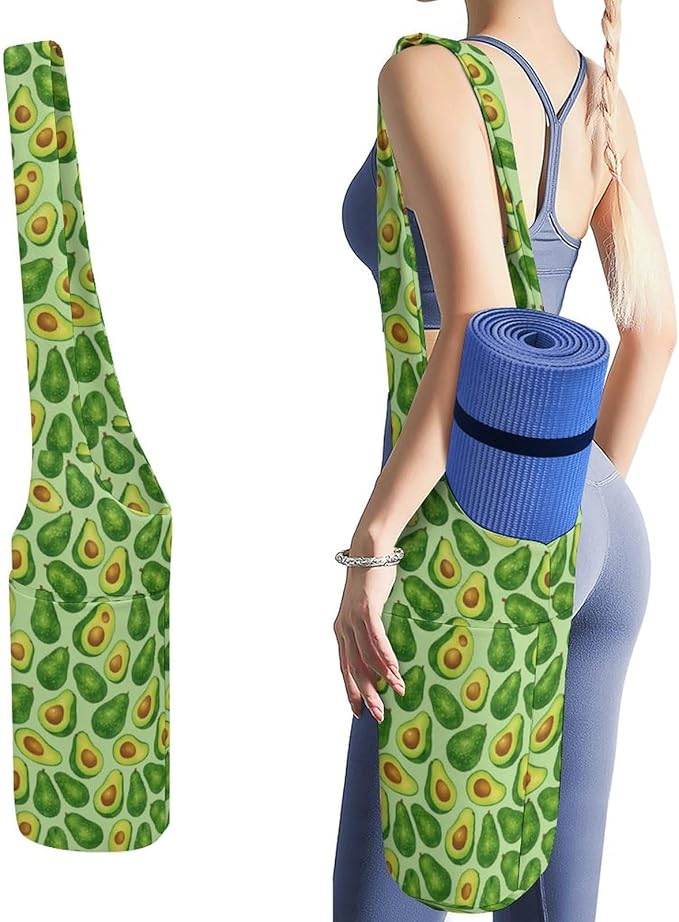 KKdskkds Fresh AvocadoYoga Mat Bag Large Opening Long Tote Yoga Mat with Pocket Fit Most Size Mats