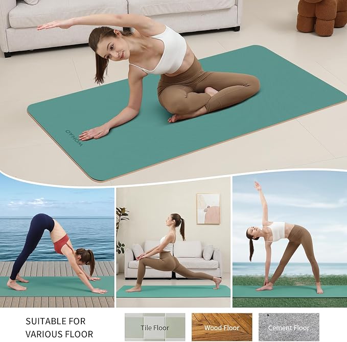 WOHAO Extra Thick 8mm Yoga Mat, 72"x28" Non Slip Exercise Mat, Reversible 2-Sided Dual Color Premium POE Material, with Carrying Strap for Yoga, Pilates, Home Gym