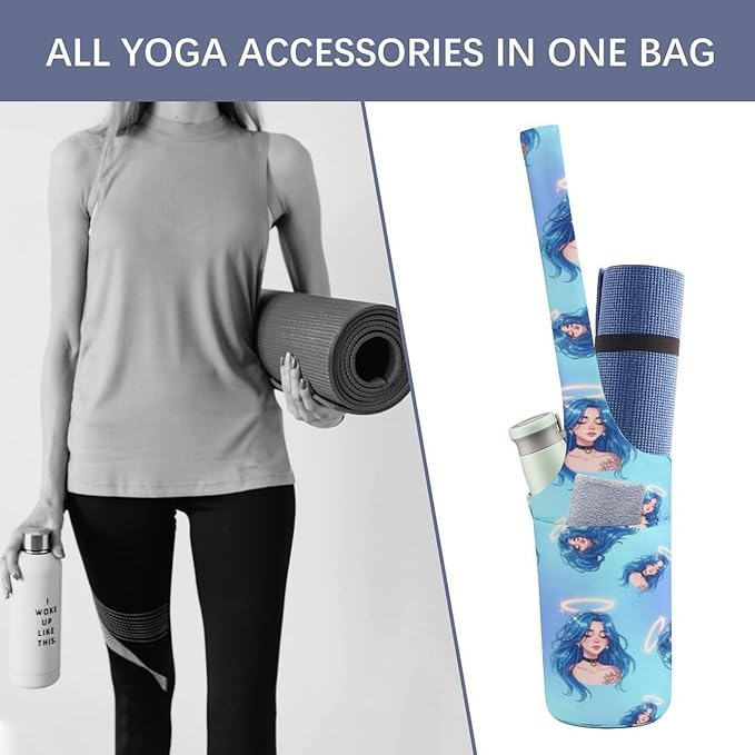 Aiyoolee Yoga Mat Carrier Portable Single Shoulder Strap Bag with Pocket for Gym Yoga Workout Travel
