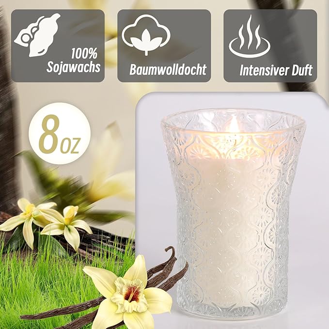 Vanilla Scented Candle, Galentines Valentines Mother's Day Soy Jar Candles Gift for Men Women,8 OZ Aromatherapy Candles for Home Decor