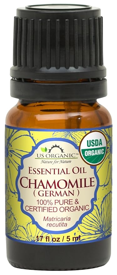 US Organic 100% Pure Blue Chamomile (German) Essential Oil - USDA Certified Organic, Steam Distilled - W/Euro Dropper (More Size Variations Available) (5 ml / 1/6 fl oz)