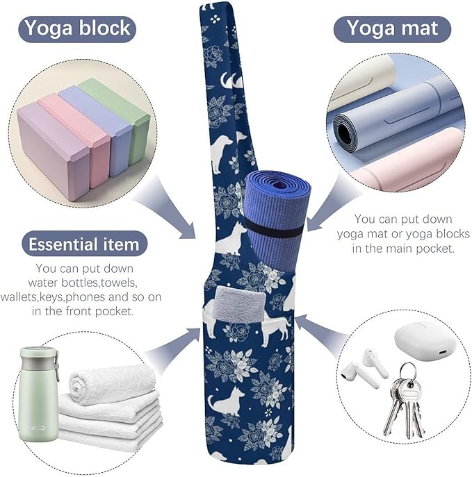 Meaudiwes Stylish Yoga Mat Bag for Women Exercise Mat Holder with Shoulder Strap Yoga Mats Totes Sports Storage Bag