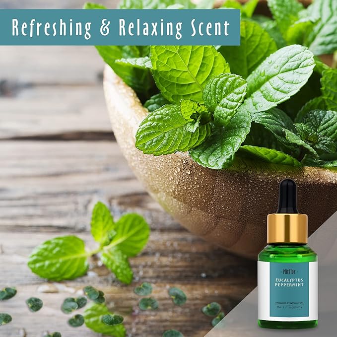 Eucalyptus Peppermint Fragrance Oil, MitFlor Large Size Single Scented Oil, Premium Grade Fragrance Oil for Soap & Candle Making, Refreshing Aromatherapy Oil Gift Set, Daily Home Fragrance, 30ml