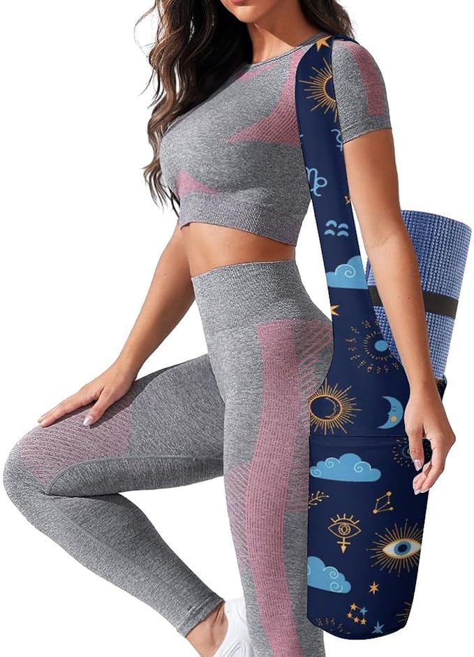 Meaudiwes Yoga Mat Bag for Women, Stylish Yoga Mat Tote Sling Carrier Bag, Long Strap Exercise Mats Totes Sport Storage Bag