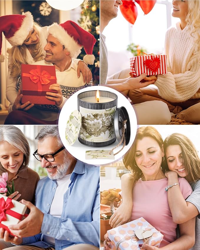 Scented Candles for Home, 8oz Soy Candle, 50H Burn, Jasmine Aromatherapy, White Candle in Gift Box, Perfect for Birthday, Mother's Day, Christmas