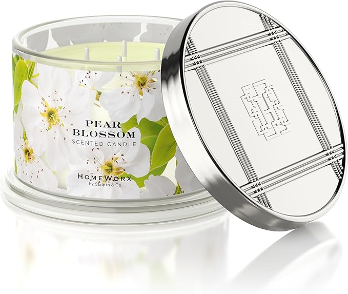 HomeWorx by SLATKIN + CO. Candle- Pear Blossom, 18 oz. Premium Scented Candle - 30-55 Hours Burn Time