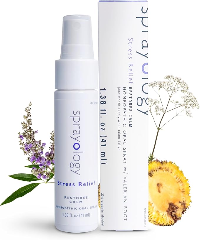 Sprayology StressRelief Homeopathic Oral Spray, Natural Stress & Worry Support, Fast-Acting Mood & Irritability Relief, Vegan, Gluten-Free, Lactose-Free, 30-Day Supply (1.38 fl oz)