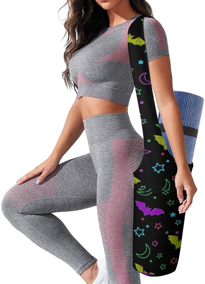Meaudiwes Yoga Mat Bag for Women, Stylish Yoga Mat Tote Sling Carrier Bag, Long Strap Exercise Mats Totes Sport Storage Bag