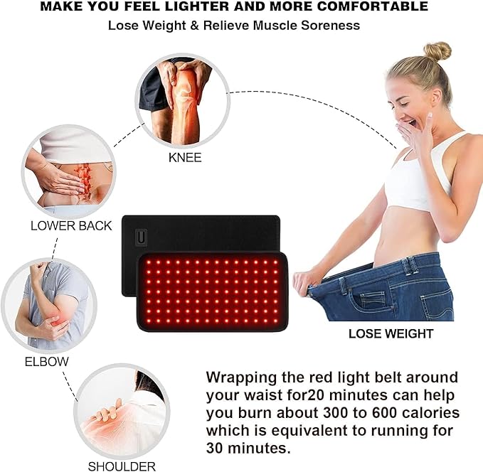 USUIE Red Light Therapy Belt for Body, Infrared Light Therapy Device, LED Flexible Wearable Wrap, with Timer for Back Shoulder Waist Muscle Pain Relief Gift for Woman and Man