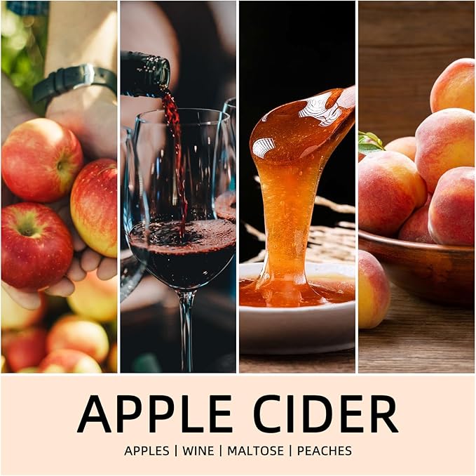 Fall Scented Candles Apple Cider 7oz – Fresh Apple Candle with Warm Cinnamon & Spiced Cider Soy Wax Candle for Cozy Autumn Home Décor, Perfect Fall Gift for Apple Lovers, 50 Hour Long Burn