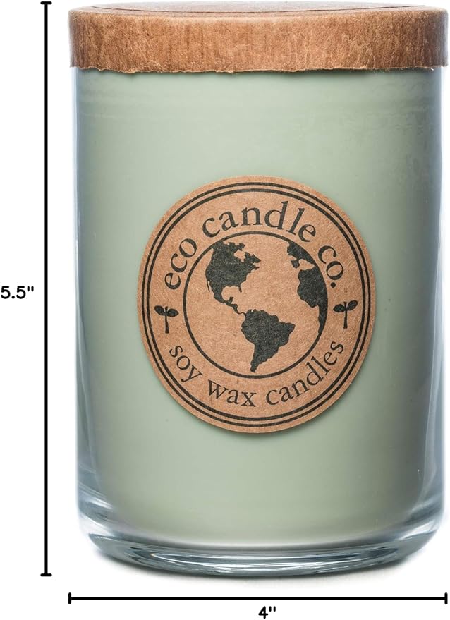 ECO CANDLE CO. Recycled Candle, Eucalyptus Sage, 26 oz. - Scents of Eucalyptus, Sandalwood, Rosemary, & Sage - 100% Soy Wax, No Lead, Kraft Paper Label & Lid, Hand Poured, Midwest Grown Soybeans