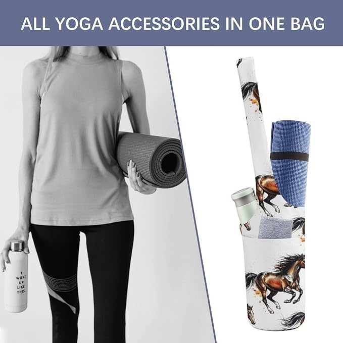 Meaudiwes Large Yoga Mat Bag Fit Most Size for Ladies Yoga Mats Carrier Bags Multi-Functional Exercise Mat Holder Storage Bag