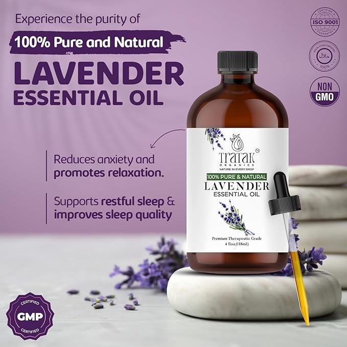 Lavender Essential Oil - Huge 4 Fl Oz - 100% Pure and Natural Lavender Oil - Premium Grade Essential Oils for Diffuser, Aromatherapy, Soap and Candle Making