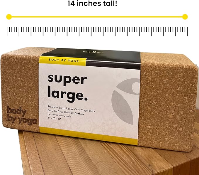 Premium Cork Yoga Blocks - Extra Large Yoga Block 2-Pack or Extra Tall 1-Pack for Inflexible Yogis | Natural, High-Density Cork for Superior Support & Stability | Optional Yoga Strap & Gift Box