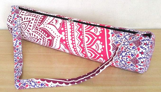 INDIAN CRAFT CASTLE ICC Yoga Mat Bag Carrier Full-Zip Exercise Yoga Mat Carry Bag for Women Men with Multi-Functional Storage Pockets and Adjustable Shoulder Strap 26X6 Inches