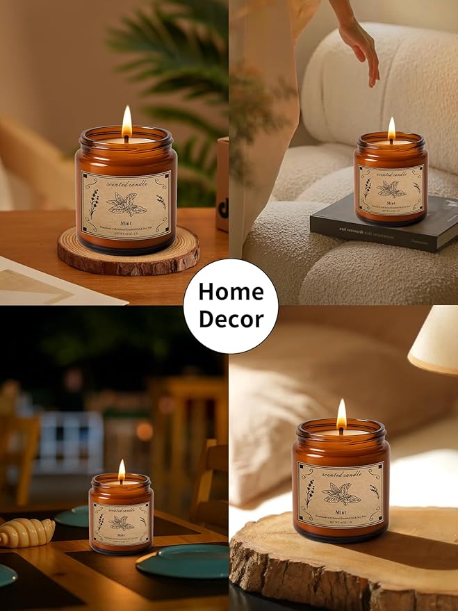 Home Scented Candles, 16oz Large Jar Scented Candle – Mint Soy Wax Candle with 100 Hour Burn Time, Long Lasting Aromatherapy Candle for Cooling Freshness, Relaxing Home Fragrance & Gift Candles