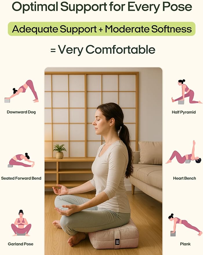 Zonli Yoga Bolster Pillow for Meditation & Restorative Yoga - Rectangular Support Cushion with Removable Cotton Cover & Carry Handle, 26"x11"x7"