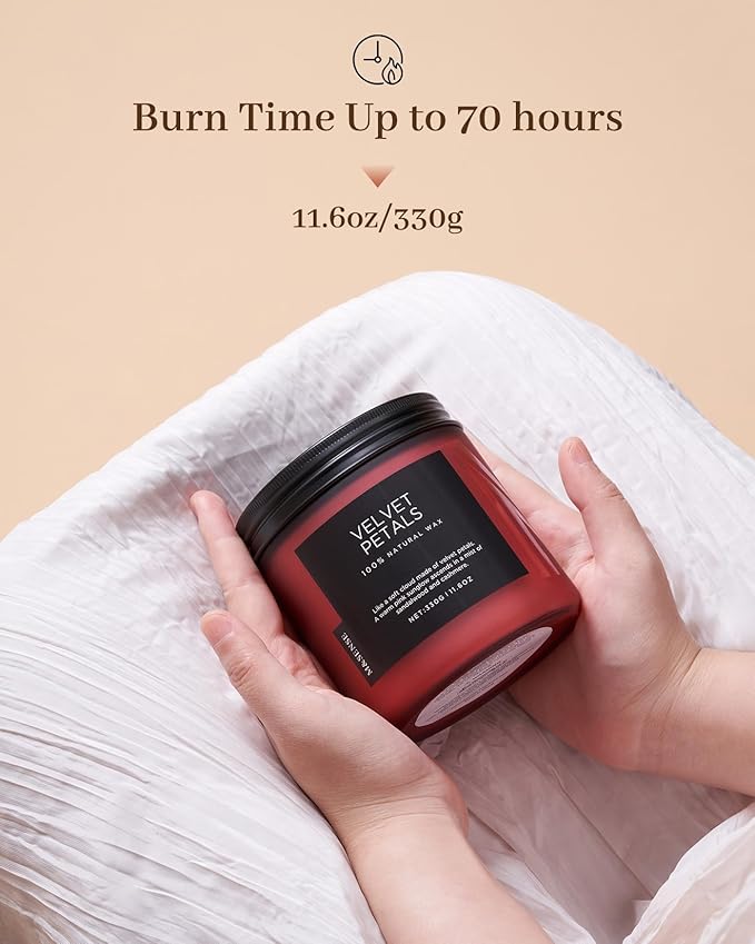 M&SENSE Sandalwood Floral Soy Candles for Home Scented, Organic Natural Soy Wax 11.6oz 70 Hour Long Lasting, Luxury Floral Scented Candle Gifts for Women