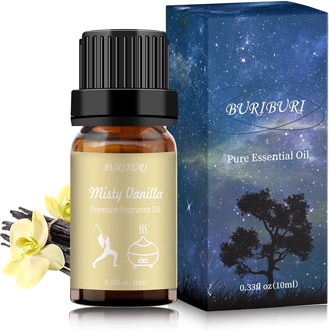 BURIBURI Misty Vanilla Hotel Scent Essential Oil, Lifestyle Collection Fragrance Aromatherapy Oil Blends, Air Freshener Diffuser Oil