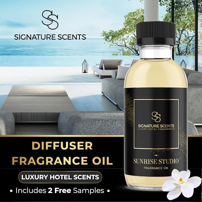 Luxury Hotel Diffuser Oil for Hotels and Homes - Aromatherapy Oils for use with an Essential Oil Diffuser at Home - Fragrance-Scent Diffuser Oil Blend (Sunrise Studio) 4.05fl oz (120ml)