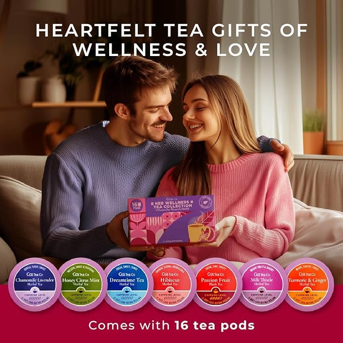 Gya Tea Co Her Wellness Tea Pod Collection Gift Set (16 Count) - Different Flavors Assorted Variety Pack