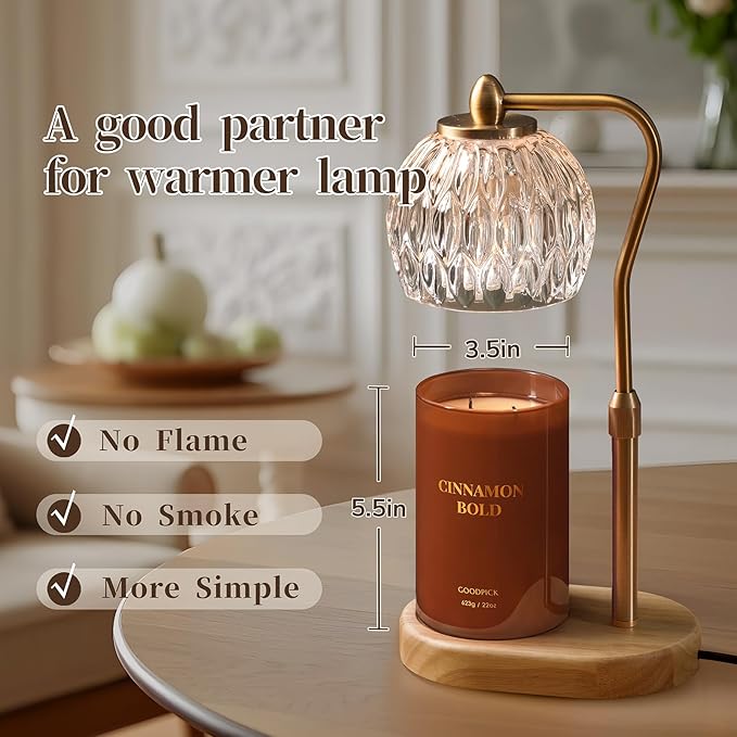 Goodpick Cinnamon Bold Scented Soy Candle, 22oz Long Burning 120H, Warm Spicy Vanilla Clove Gourmand, Home Aromatherapy Candles