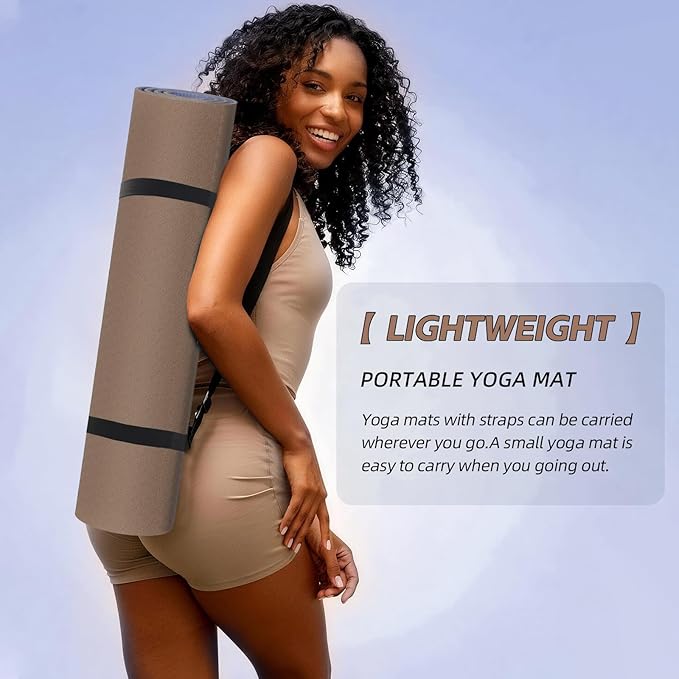 Yoga Mat Non Slip, Anti-Tear 1/4 Thick TPE Yoga Mats for Women and Men, 72"x24" Exercise & Fitness Mat with Carrying Strap, Workout Mats for Yoga, Pilates and Floor Exercise