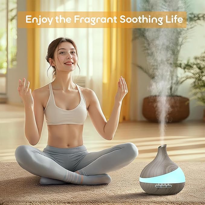 500ML Essential Oil Diffuser: Aroma Diffuser with Remote Control for Hotel Spa Yoga Room - Humidifiers for Bedroom with 14 Colors LED Night Light for Kids/Women Home Relaxation
