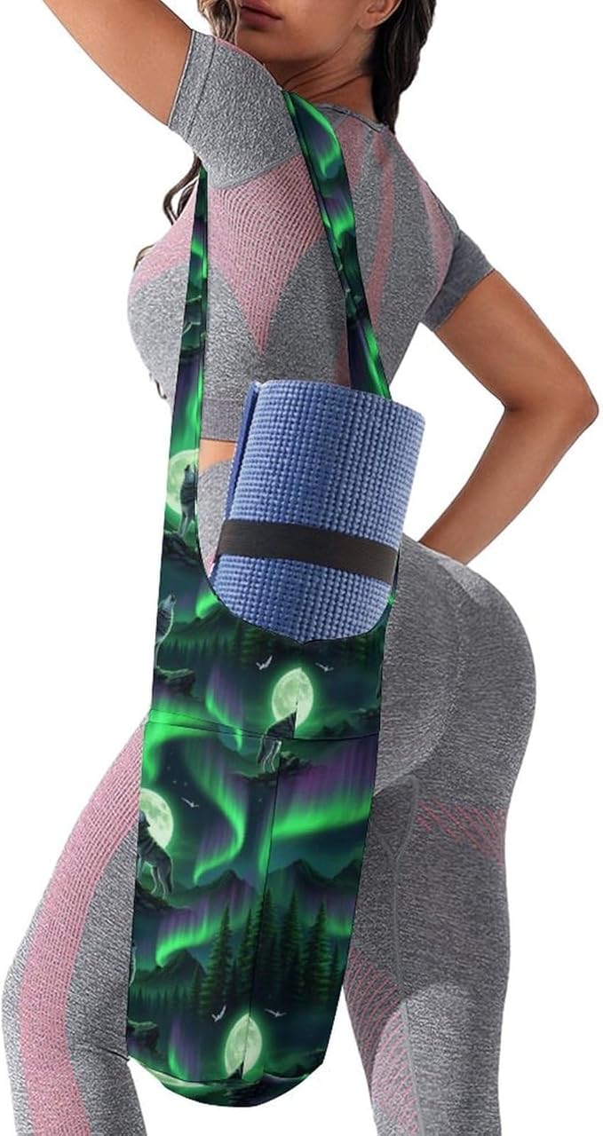 Aiyoolee Yoga Mat Bags, Large Tote Yoga Mat Carrier Holder with Water Bottle Pocket, Adjustable Shoulder Strap Storage Bag