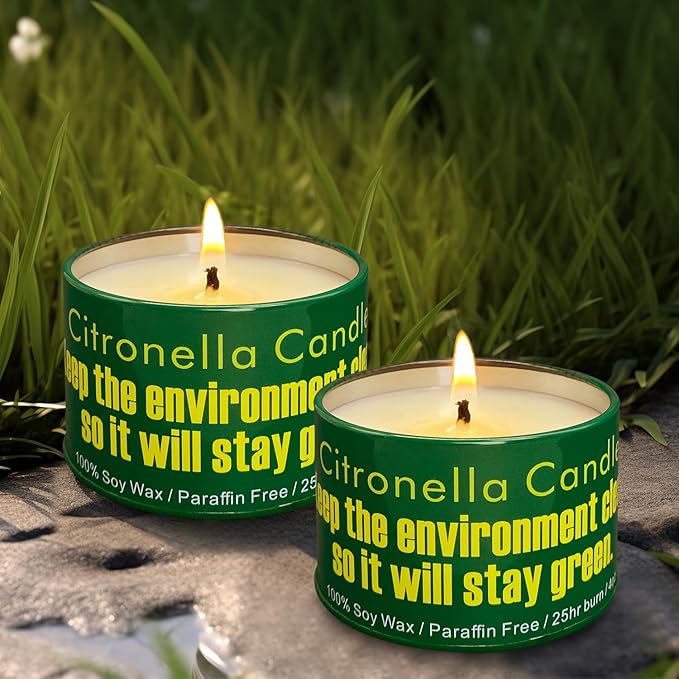 Green Strong Citronella Candles Outdoor, 4 Pack, 4 Oz, Outdoor Candles for Patio & Gardens Decor, Camping Accessories, Forests, Meadows, Mountain Campsites