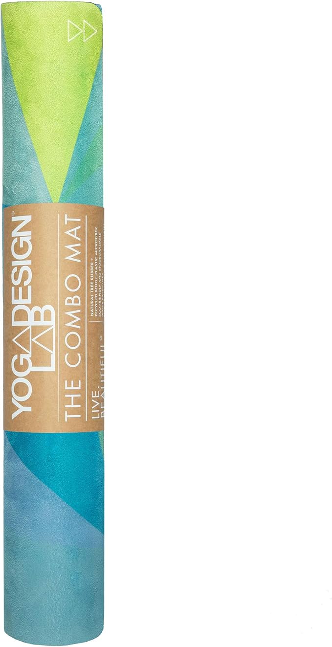 YOGA DESIGN LAB | The Combo Yoga Mat | 2-in-1 Mat+Towel | Eco Luxury | Ideal for Hot Yoga, Power, Bikram, Ashtanga, Sweat | Studio Quality | Includes Carrying Strap!