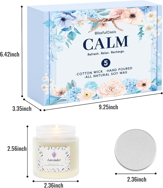 BlissfulOasis Scented Candles, Long-Lasting Candles for Home Scented, 5 Pack Candle Set, Candles for Women, Natural & Safe Ingredients, Candle Set for Birthday, Christmas, Festival