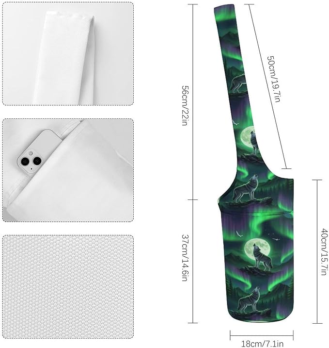 Aiyoolee Yoga Mat Bags, Large Tote Yoga Mat Carrier Holder with Water Bottle Pocket, Adjustable Shoulder Strap Storage Bag