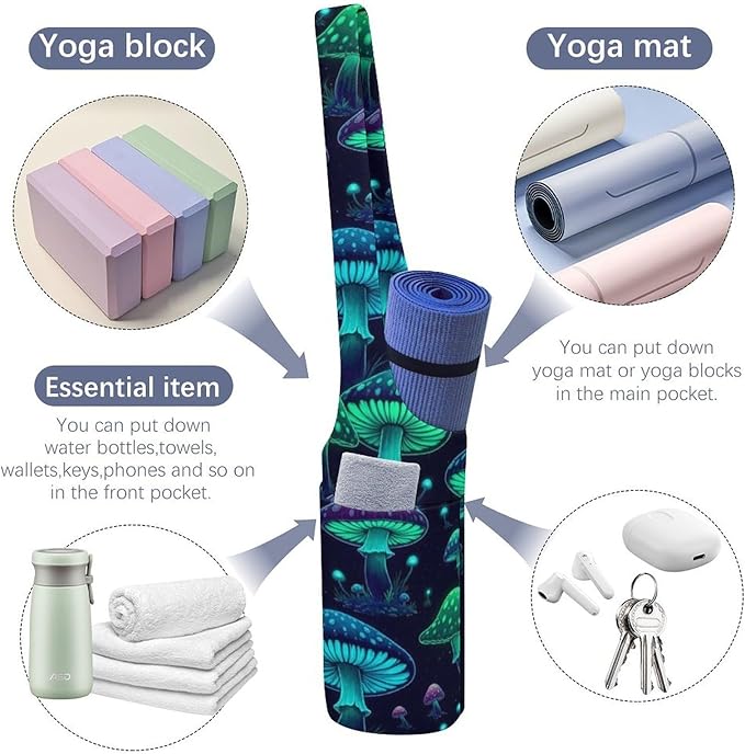 Aiyoolee Yoga Mat Bag with Large Pocket, Strap Bag Carriers for Women