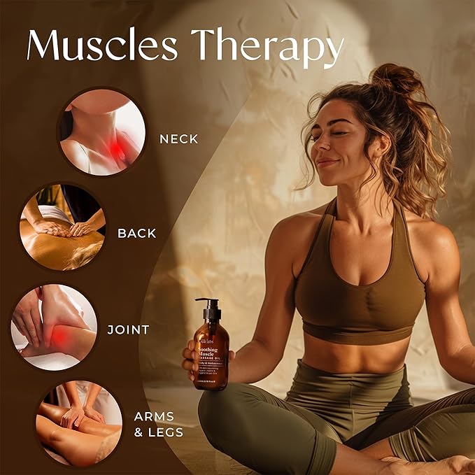 Gya Labs Soothing Massage Oil - 6.76 Fl Oz - Non-Greasy Formula for Sore Muscles, Deep Relaxation & All Skin Types - Suitable for Men & Women