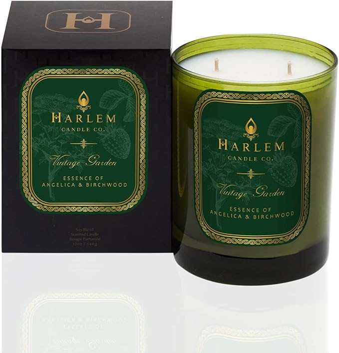 HARLEM CANDLE CO. Vintage Garden - Luxury Scented Soy Candle, 11 oz - 80-Hour Burn Time | Wild Berry, Rose, Absinthe, Angelica, Strawberry Musk, Birchwood | Scented Candles for Home