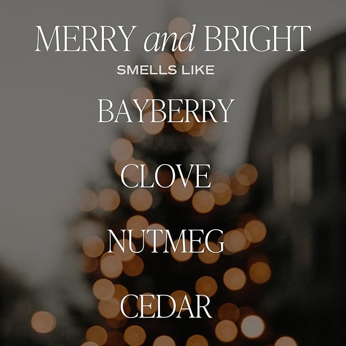 Sweet Water Decor Merry and Bright Christmas Scented Candles - Christmas Stocking Stuffers Soy Candles with Nutmeg Scent - Christmas Candles with 40 Hours Burn Time - 9Oz Gold Lid Clear Jar Candles