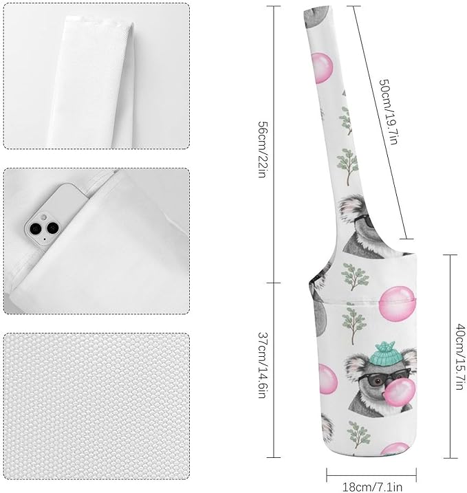 Aiyoolee Portable Yoga Mat Carrier Single Shoulder Bag with Pocket Spacious for Yoga Gym Fitness Travel